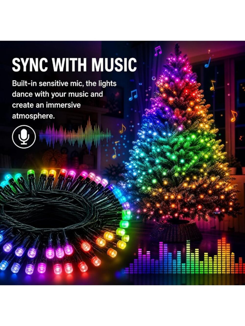 300 LED Color Changing String Lights - 98FT Smart Remote & App Control for - Picture 4 of 8